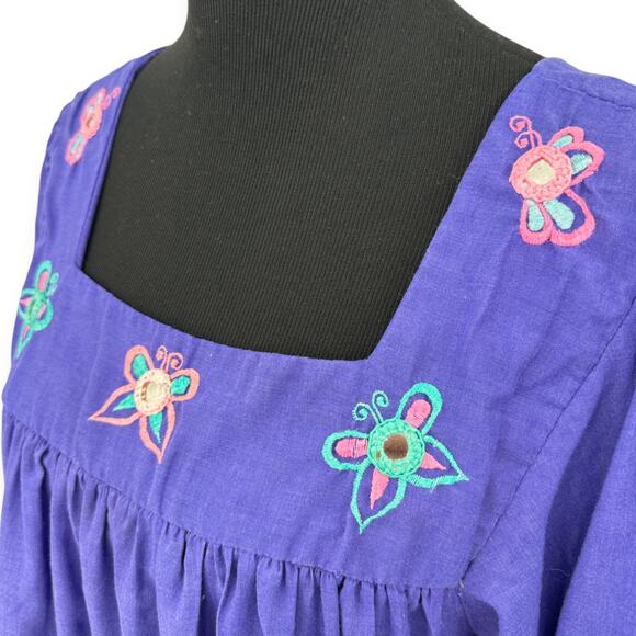 VINTAGE Ramona Rull | 1X | Embroidered Toucan Butterfly Mirror Sequin Mumu Dress - Picture 5 of 8